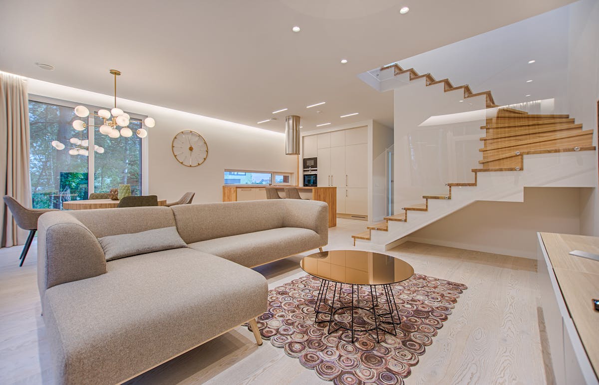 Bright interior living space with natural light