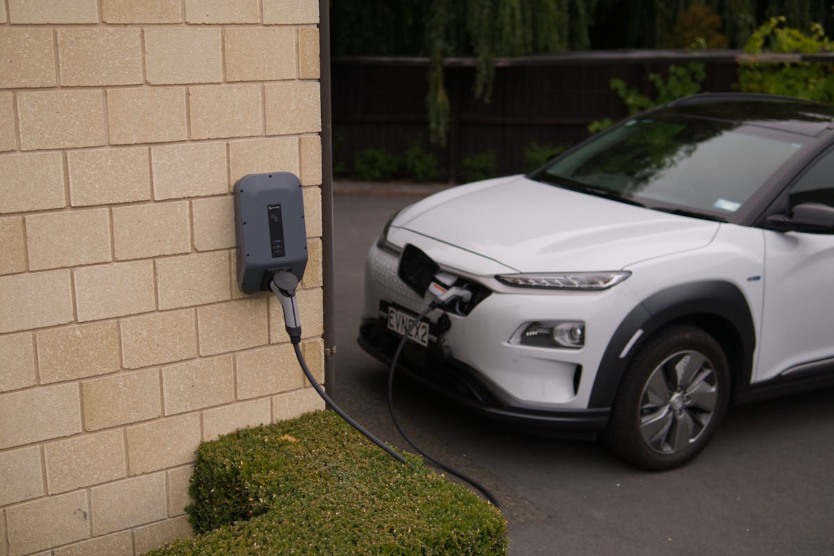 Electric car at a public charging point